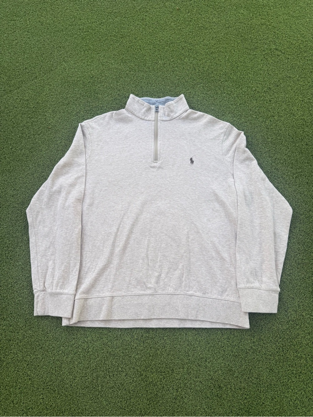TRENDY POLO BY RALPH LAUREN BEIGE FORMAL CASUAL GOLF QUARTER HALF ZIP SWEATER